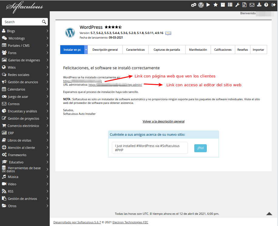 Accesos editor WordPress